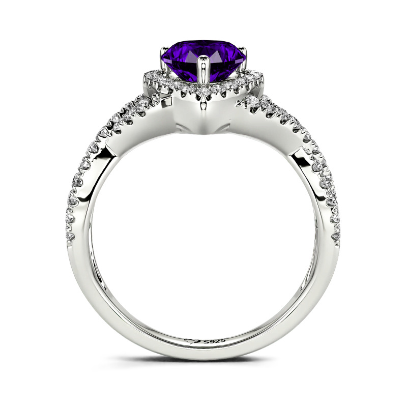 Jeulia Classic Heart Twist Custom Promise Ring Sterling Silver