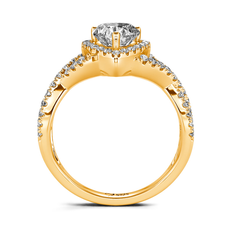 Jeulia Classic Heart Twist Custom Promise Ring Sterling Silver