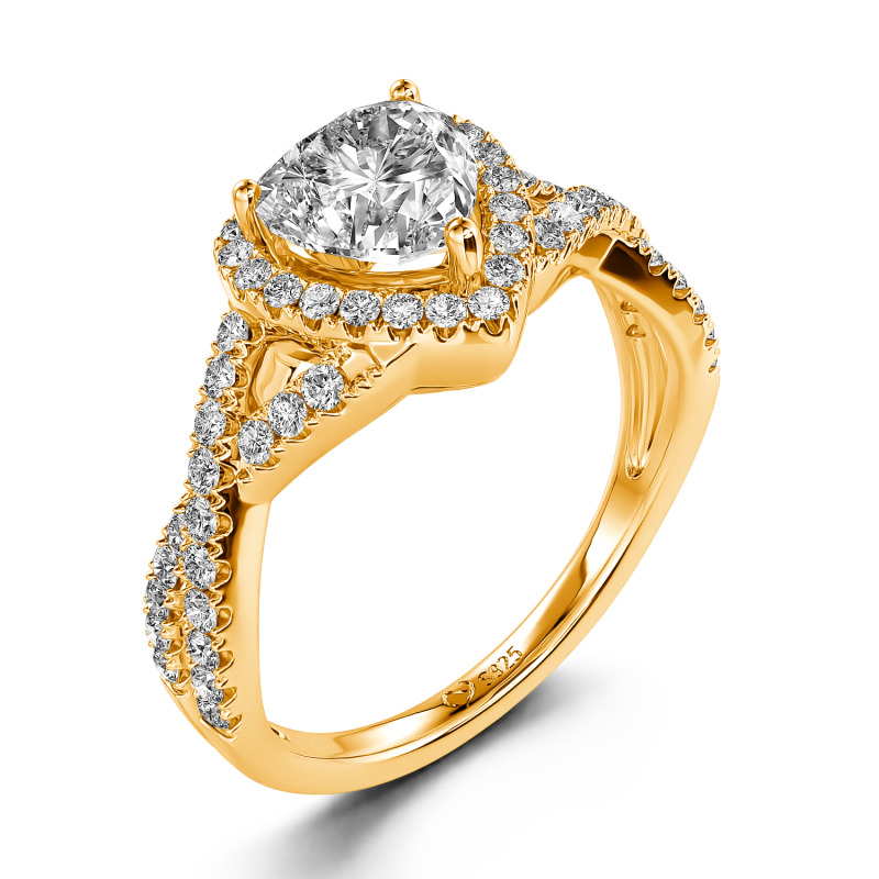 Jeulia Classic Heart Twist Custom Promise Ring Sterling Silver