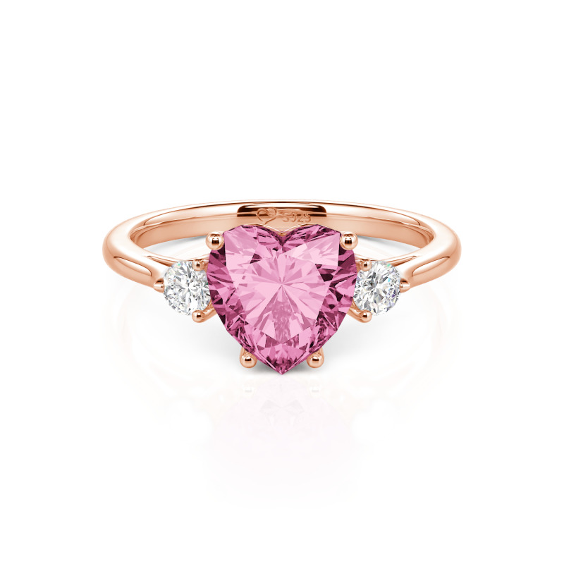 Bague Solitaire Femme Argent 925 Rose - Pierre Verte, Taille Réglable, Neuve