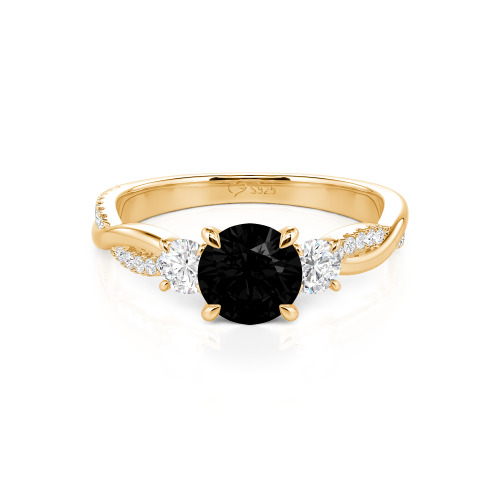 Jeulia Custom Twisted Three Stone Engagement Ring Gold/Platinum
