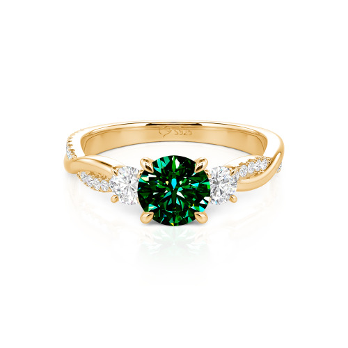 Jeulia Custom Twisted Three Stone Engagement Ring Gold/Platinum