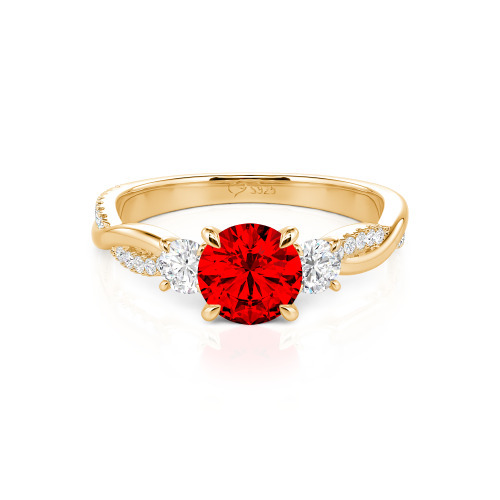 Jeulia Custom Twisted Three Stone Engagement Ring Gold/Platinum