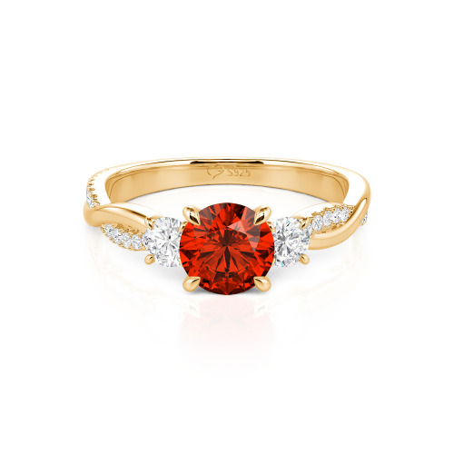 Jeulia Custom Twisted Three Stone Engagement Ring Gold/Platinum