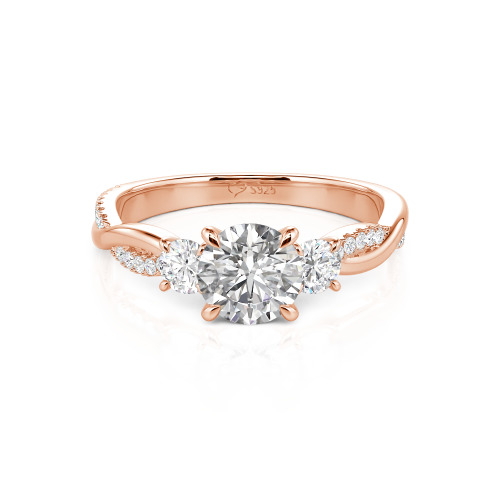 Jeulia Custom Twisted Three Stone Engagement Ring Gold/Platinum