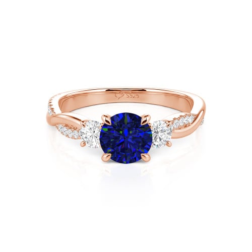 Jeulia Custom Twisted Three Stone Engagement Ring Gold/Platinum