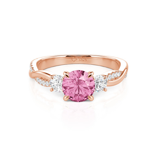 Jeulia Custom Twisted Three Stone Engagement Ring Gold/Platinum