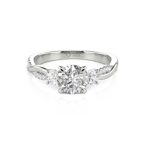 Jeulia Custom Twisted Three Stone Engagement Ring Gold/Platinum