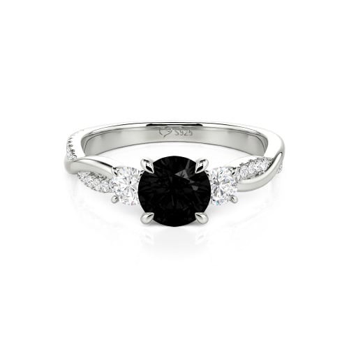 Jeulia Custom Twisted Three Stone Engagement Ring Gold/Platinum