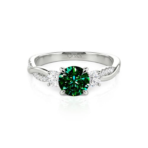 Jeulia Custom Twisted Three Stone Engagement Ring Gold/Platinum