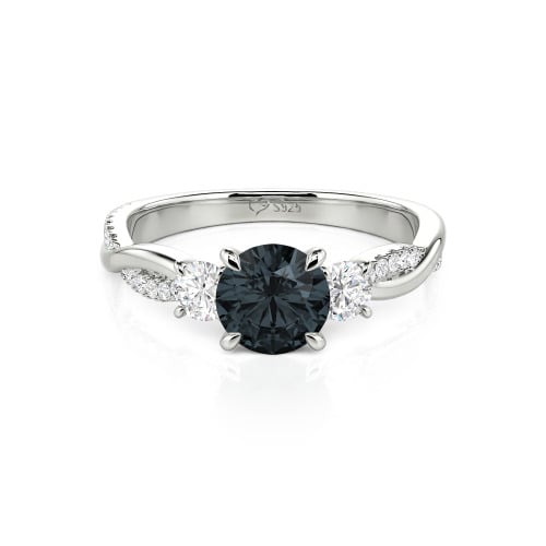 Jeulia Custom Twisted Three Stone Engagement Ring Gold/Platinum