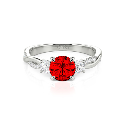Jeulia Custom Twisted Three Stone Engagement Ring Gold/Platinum