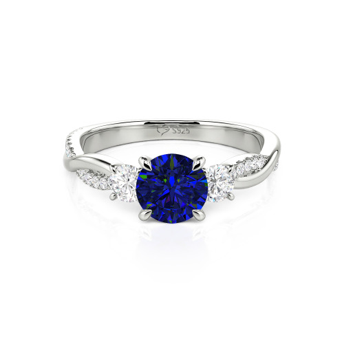 Jeulia Custom Twisted Three Stone Engagement Ring Gold/Platinum