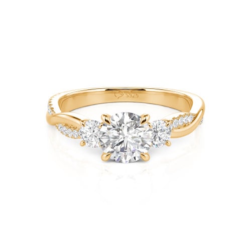 Jeulia Custom Twisted Three Stone Engagement Ring Gold/Platinum
