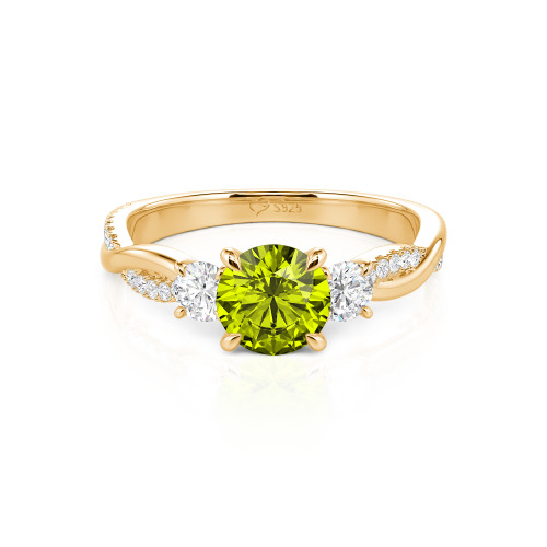 Jeulia Custom Twisted Three Stone Engagement Ring Gold/Platinum