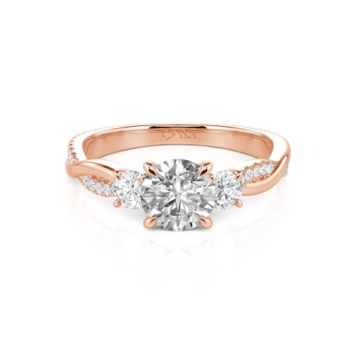 Jeulia Custom Twisted Three Stone Engagement Ring Gold/Platinum