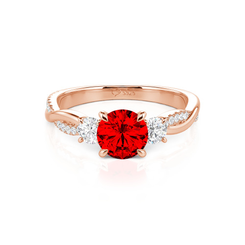 Jeulia Custom Twisted Three Stone Engagement Ring Gold/Platinum