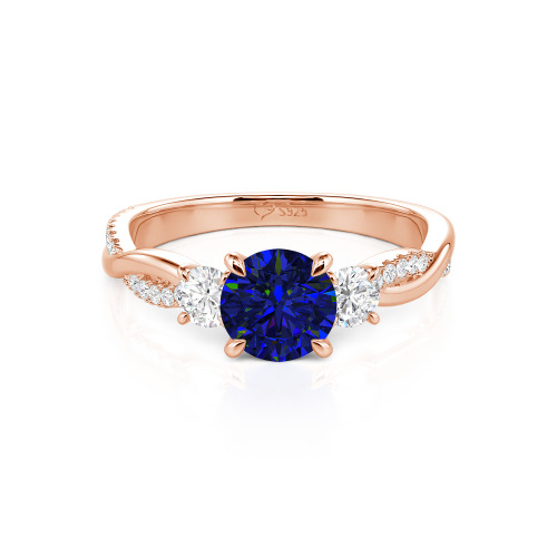 Jeulia Custom Twisted Three Stone Engagement Ring Gold/Platinum