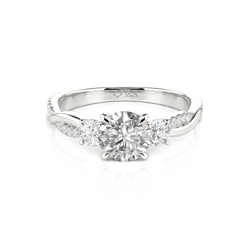 Jeulia Custom Twisted Three Stone Engagement Ring Gold/Platinum