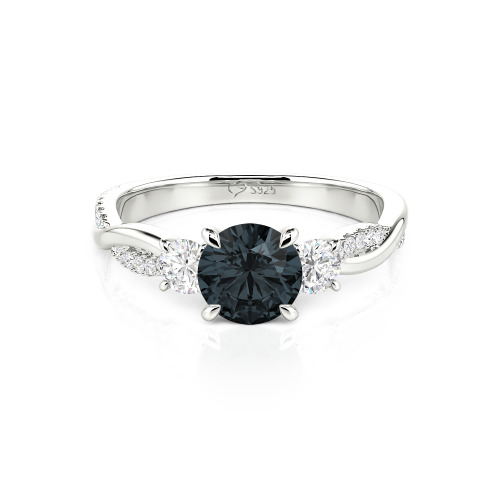 Jeulia Custom Twisted Three Stone Engagement Ring Gold/Platinum