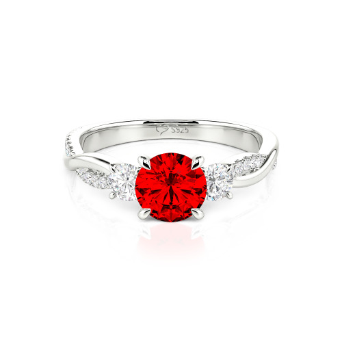Jeulia Custom Twisted Three Stone Engagement Ring Gold/Platinum