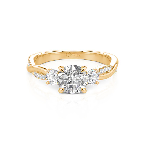 Jeulia Custom Twisted Three Stone Engagement Ring Gold/Platinum
