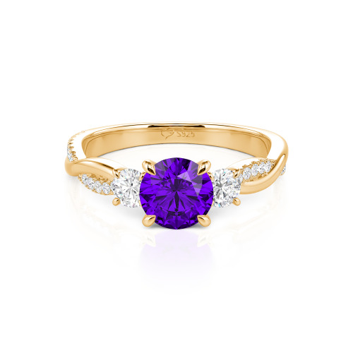 Jeulia Custom Twisted Three Stone Engagement Ring Gold/Platinum