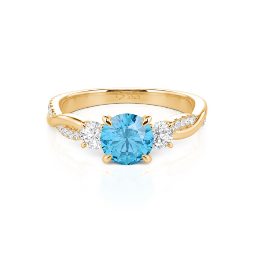 Jeulia Custom Twisted Three Stone Engagement Ring Gold/Platinum