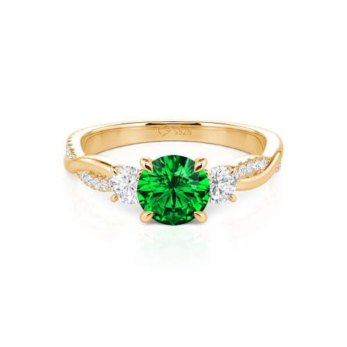 Jeulia Custom Twisted Three Stone Engagement Ring Gold/Platinum