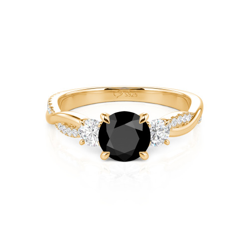 Jeulia Custom Twisted Three Stone Engagement Ring Gold/Platinum