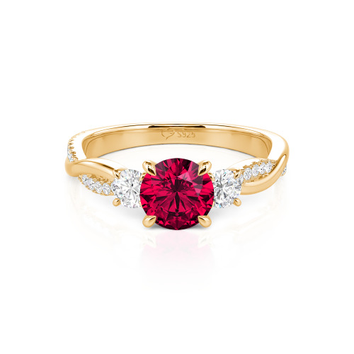 Jeulia Custom Twisted Three Stone Engagement Ring Gold/Platinum