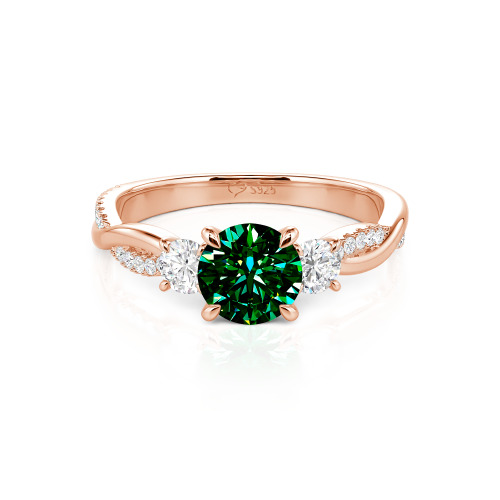 Jeulia Custom Twisted Three Stone Engagement Ring Gold/Platinum