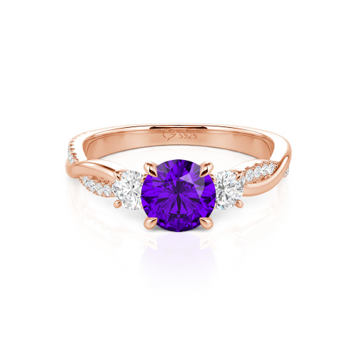 Jeulia Custom Twisted Three Stone Engagement Ring Gold/Platinum