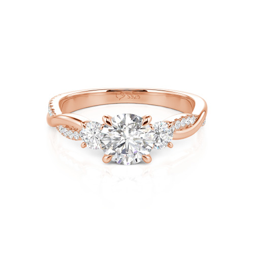 Jeulia Custom Twisted Three Stone Engagement Ring Gold/Platinum