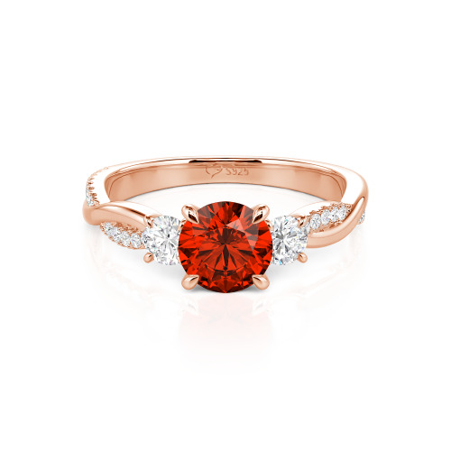 Jeulia Custom Twisted Three Stone Engagement Ring Gold/Platinum