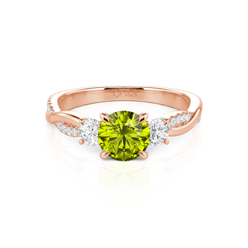 Jeulia Custom Twisted Three Stone Engagement Ring Gold/Platinum