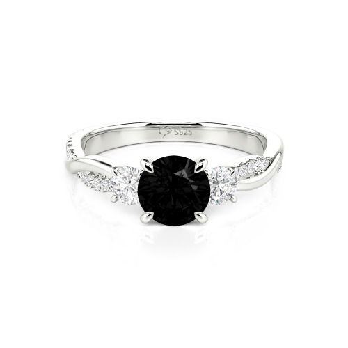 Jeulia Custom Twisted Three Stone Engagement Ring Gold/Platinum