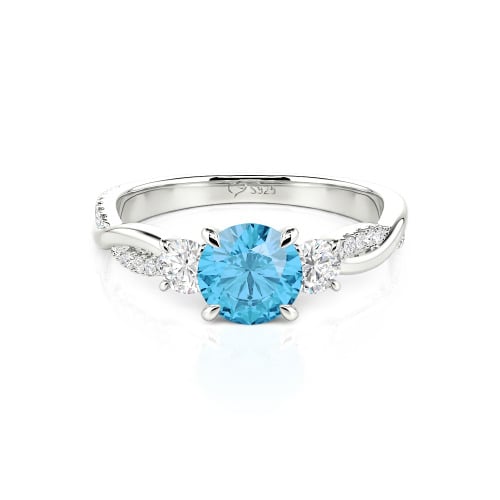 Jeulia Custom Twisted Three Stone Engagement Ring Gold/Platinum