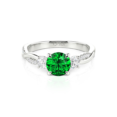 Jeulia Custom Twisted Three Stone Engagement Ring Gold/Platinum