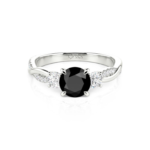 Jeulia Custom Twisted Three Stone Engagement Ring Gold/Platinum