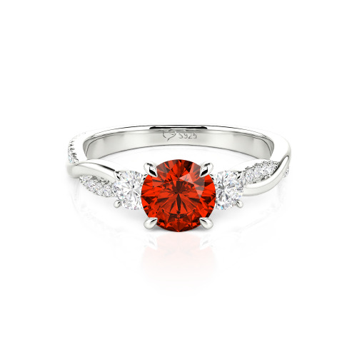 Jeulia Custom Twisted Three Stone Engagement Ring Gold/Platinum