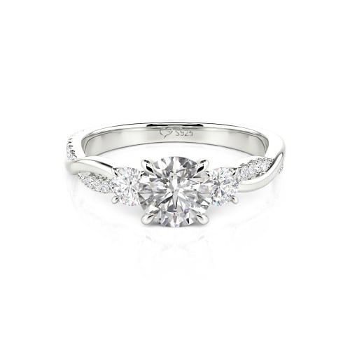 Jeulia Custom Twisted Three Stone Engagement Ring Gold/Platinum