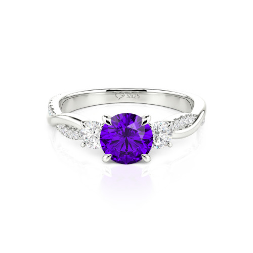 Jeulia Custom Twisted Three Stone Engagement Ring Gold/Platinum