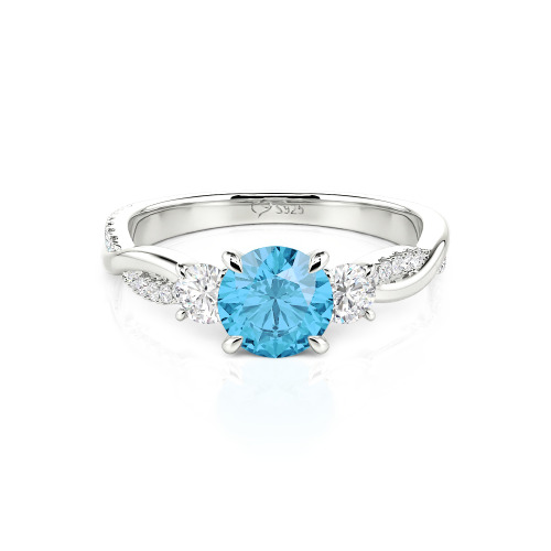 Jeulia Custom Twisted Three Stone Engagement Ring Gold/Platinum