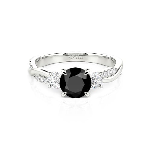 Jeulia Custom Twisted Three Stone Engagement Ring Gold/Platinum
