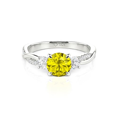 Jeulia Custom Twisted Three Stone Engagement Ring Gold/Platinum