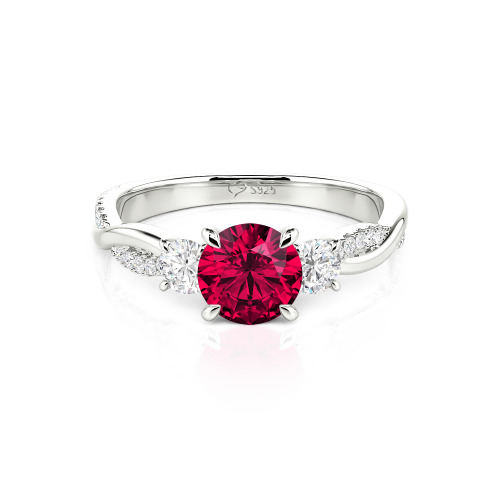 Jeulia Custom Twisted Three Stone Engagement Ring Gold/Platinum