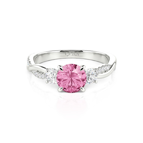 Jeulia Custom Twisted Three Stone Engagement Ring Gold/Platinum