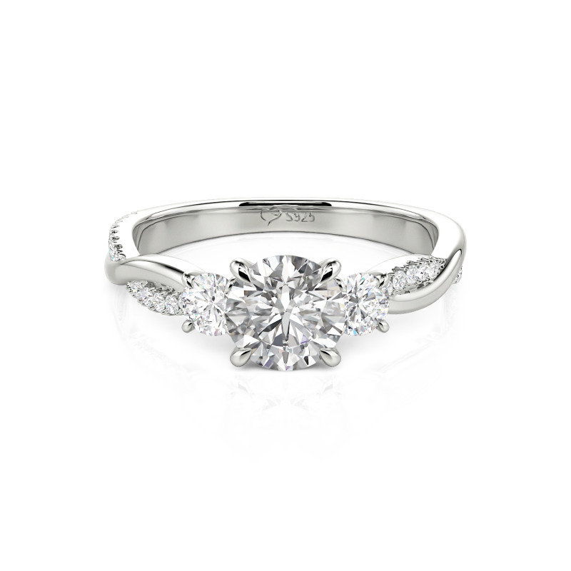 Jeulia Custom Twisted Three Stone Engagement Ring Gold/Platinum