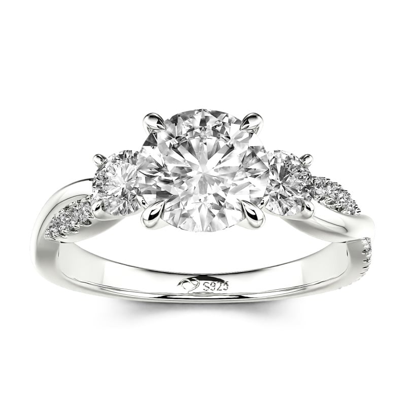 Jeulia Custom Twisted Three Stone Engagement Ring Gold/Platinum